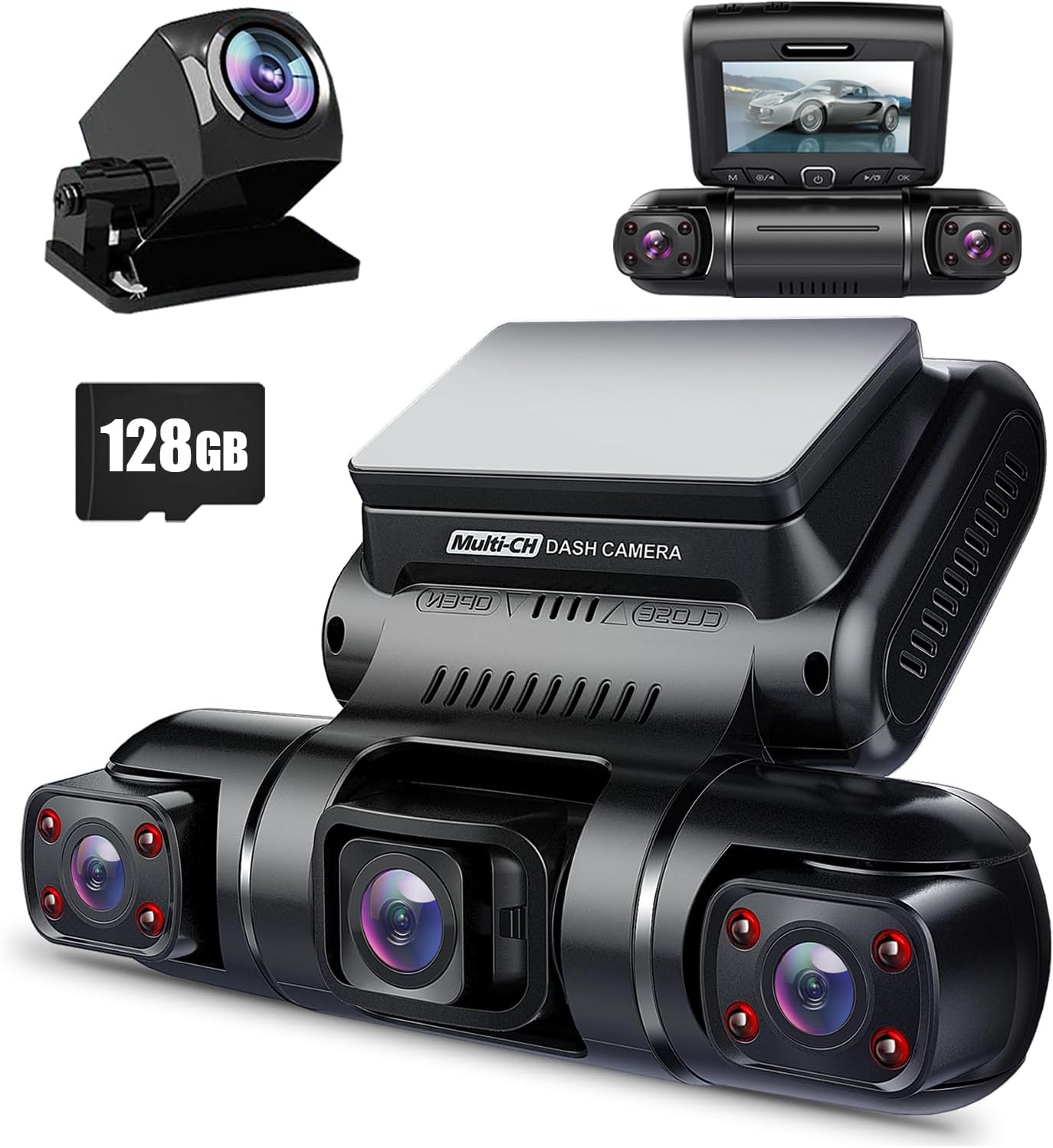 PRUVEEO 4 Channel Dash Cam with 360 Degree View and GPS