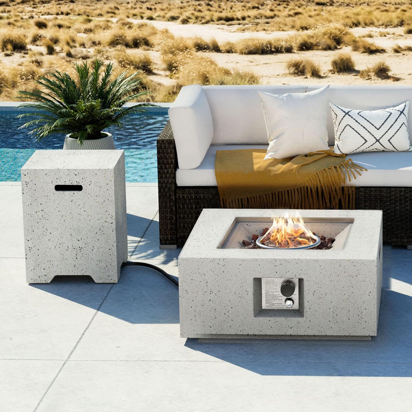 COSIEST 2-Piece Outdoor Propane Fire Pit Table Set for Cozy Evenings