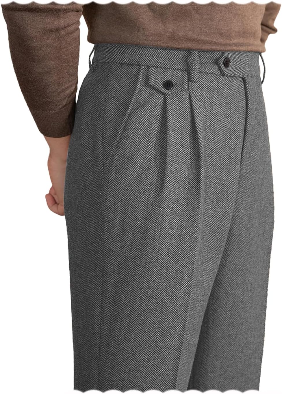 Mens Tweed Herringbone Dress Pants for Stylish Occasions