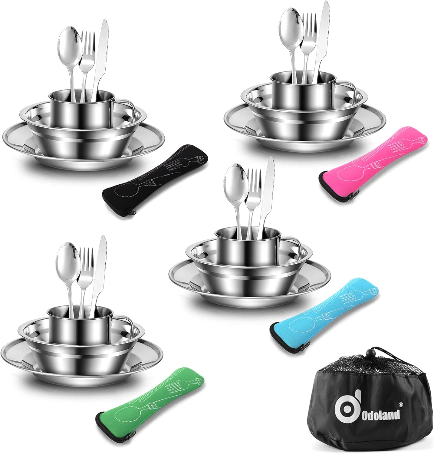 Odoland 29pcs Stainless Steel Utensils Camping Tableware Kit