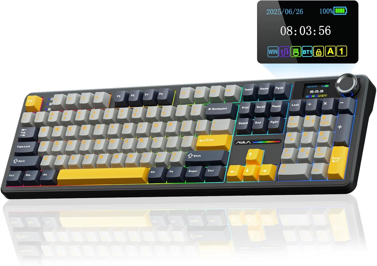 AULA F108 Pro Wireless Mechanical Keyboard with Smart Screen