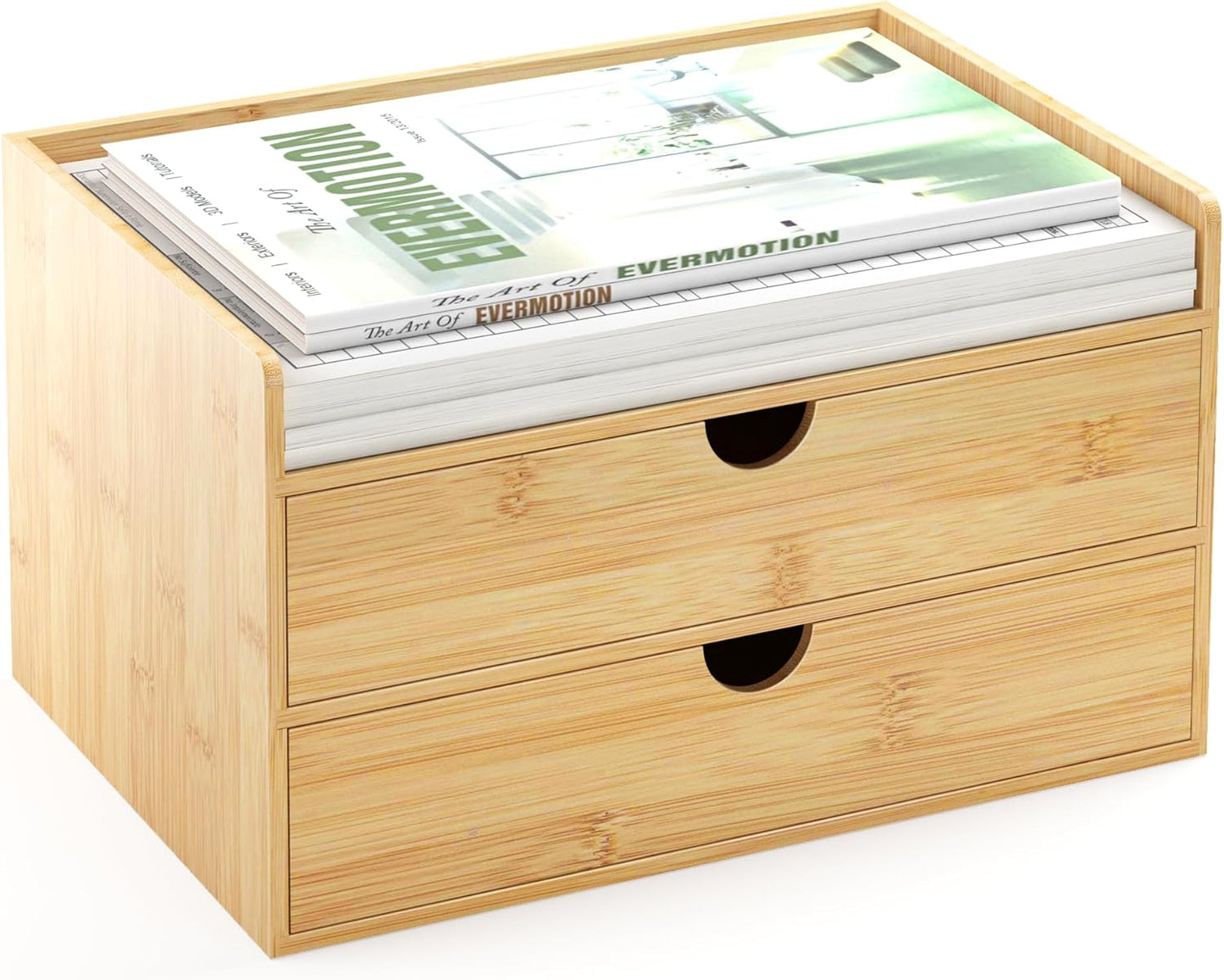 Bamboo Desk Organizer with Drawers for Office and Home Use