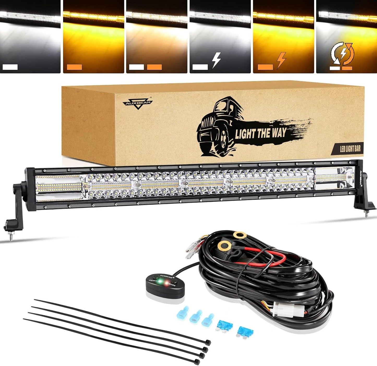 Auxbeam 30 Inch LED Light Bar with 6 Modes for Off Road Use
