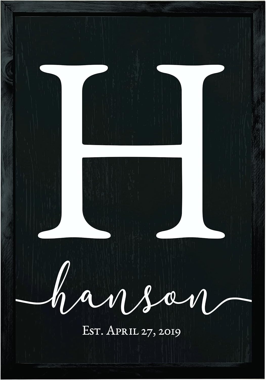 Personalized Family Name Sign with Custom Sizes and Black Frame