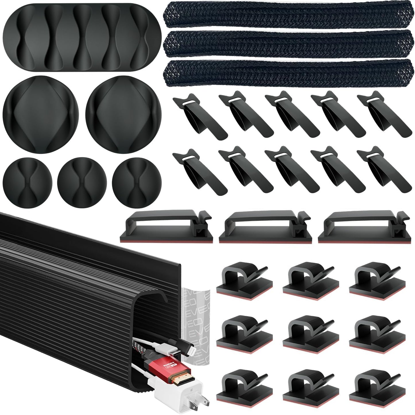 EVEO Desk Cable Management Kit: Tidy Cords & Wires