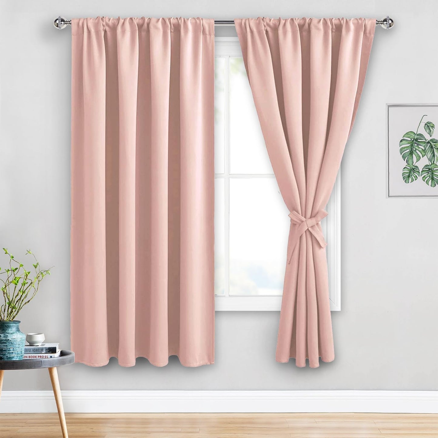 JIUZHEN Blush Pink Blackout Curtains for Bedroom and Living Room