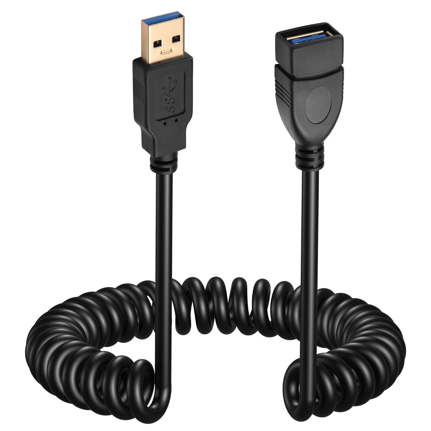 Fast Charge 4FT Coiled USB Extension Cable - High Data Transfer for Phones & Devices