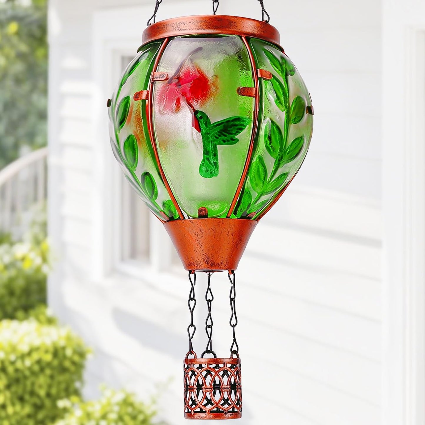 Hummingbird Solar Hot Air Balloon Lantern for Outdoor Decor
