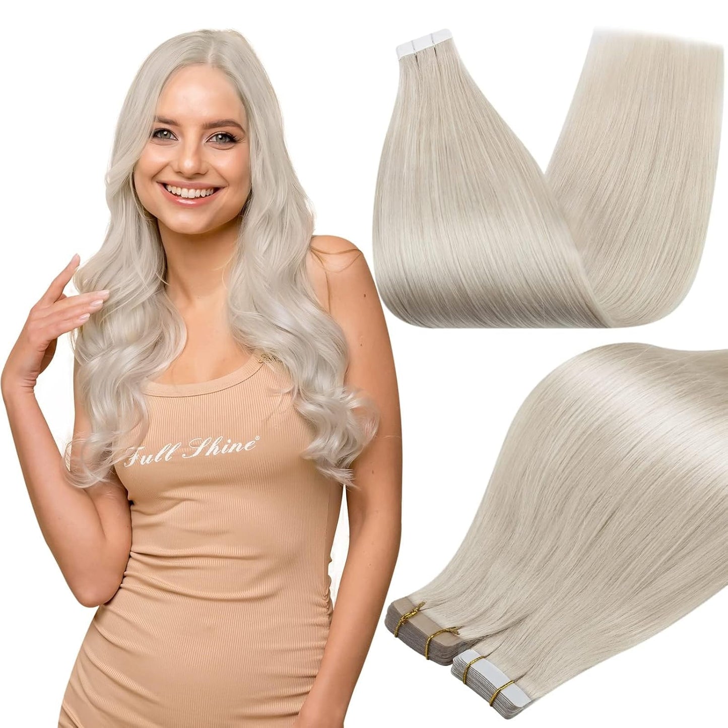 Full Shine Blonde Tape in Hair Extensions for Natural Style