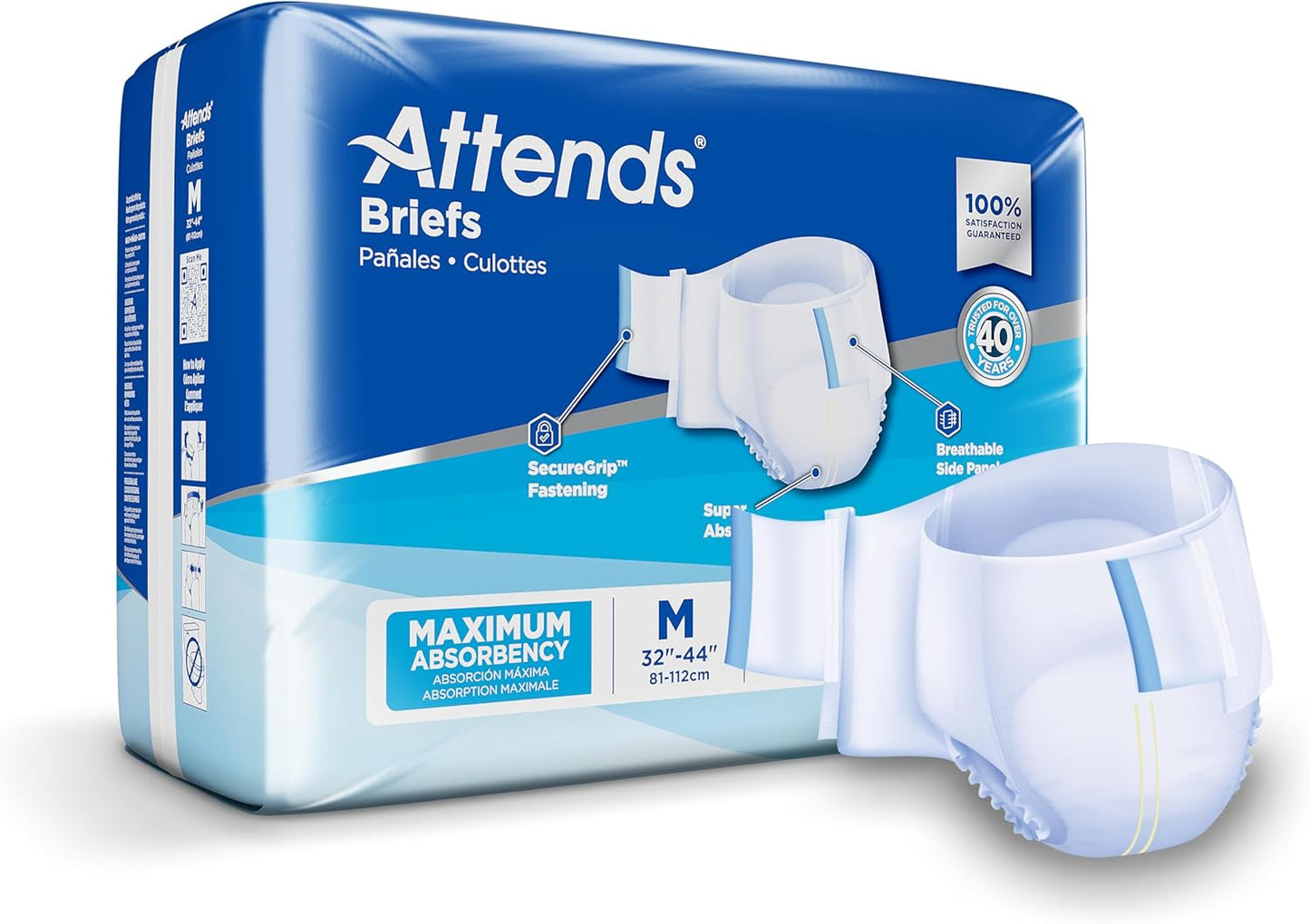 Attends Medium Disposable Briefs: Maximum Absorbency & SecureGrip Tab
