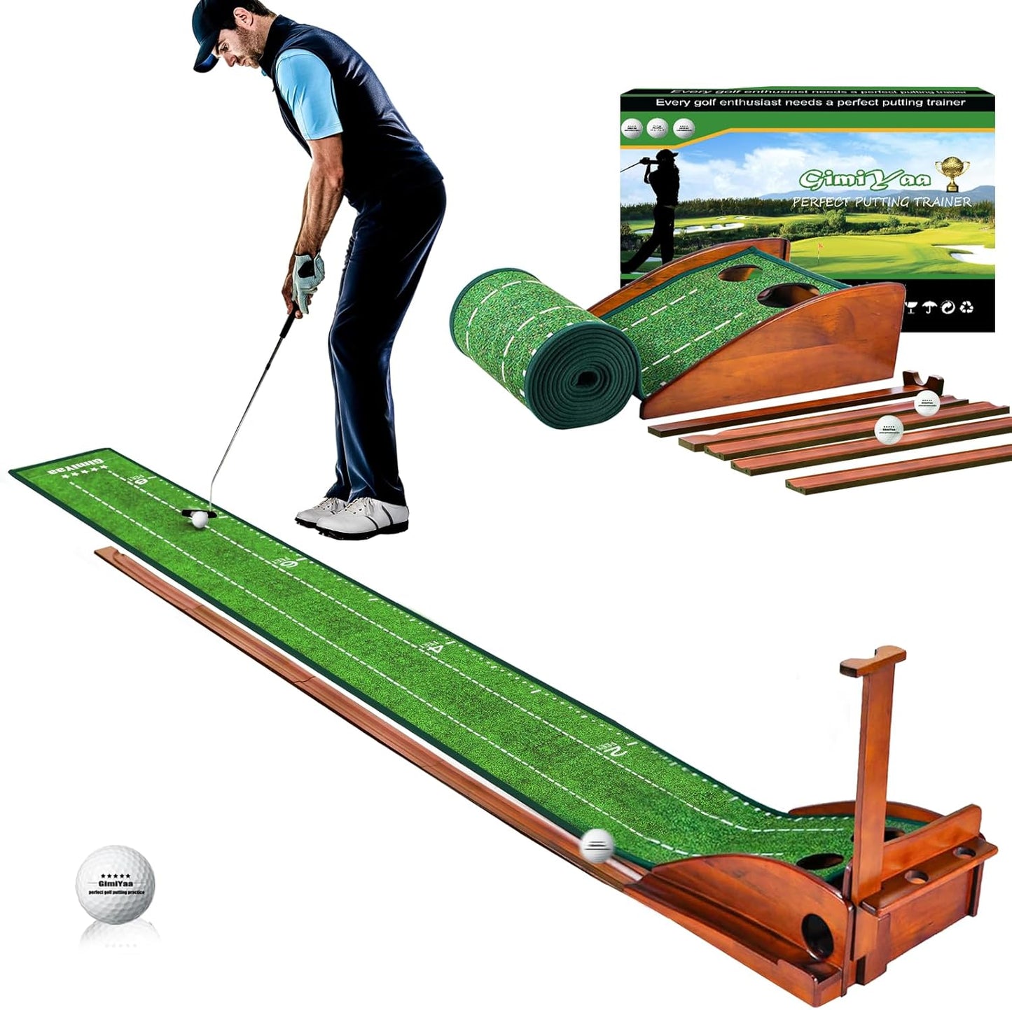 GimYaa Golf Putting Mat with Auto Ball Return for Indoor Use
