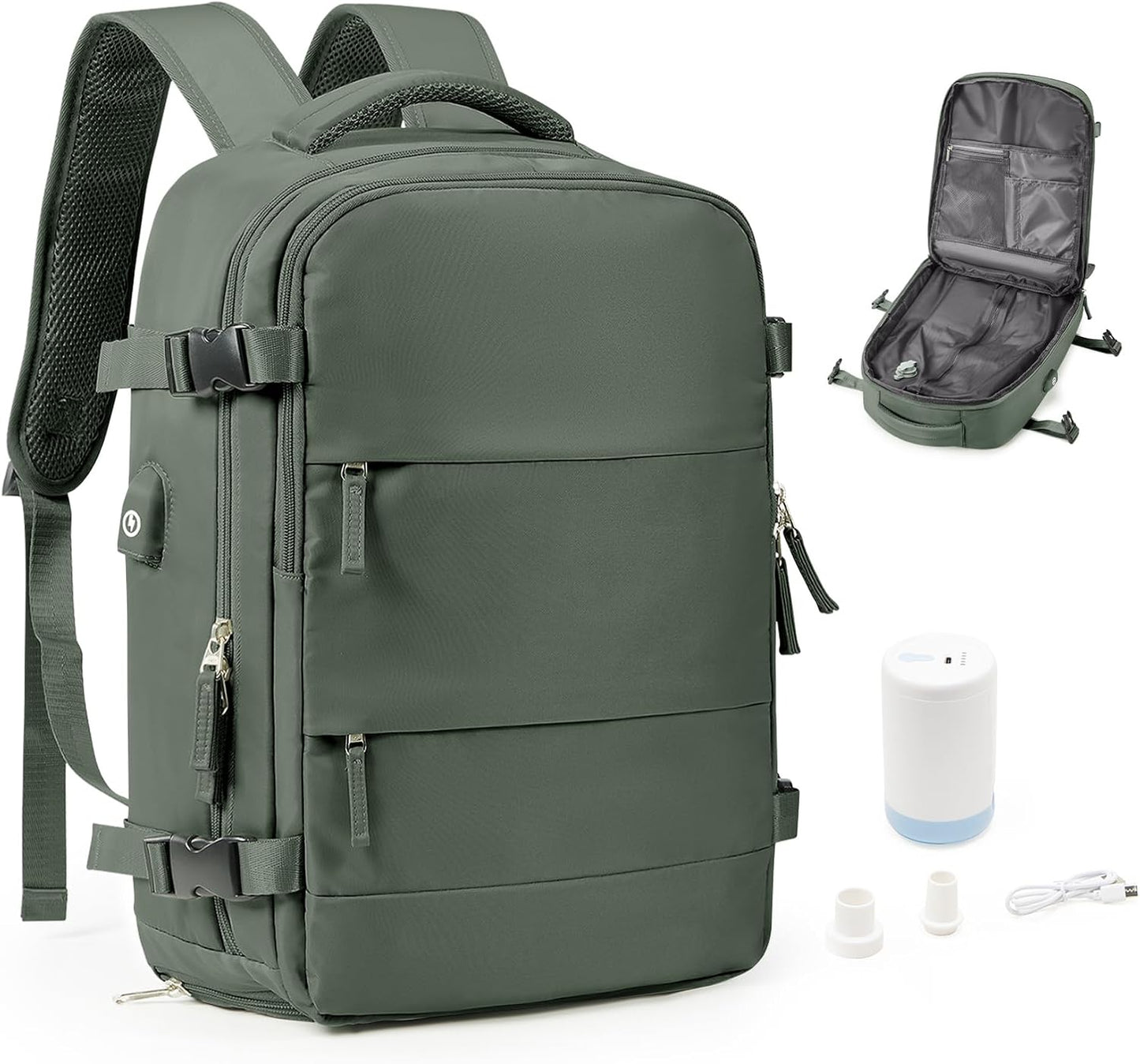 Vacuum Backpack Travel Laptop Bag for Men and Women - Olive Green