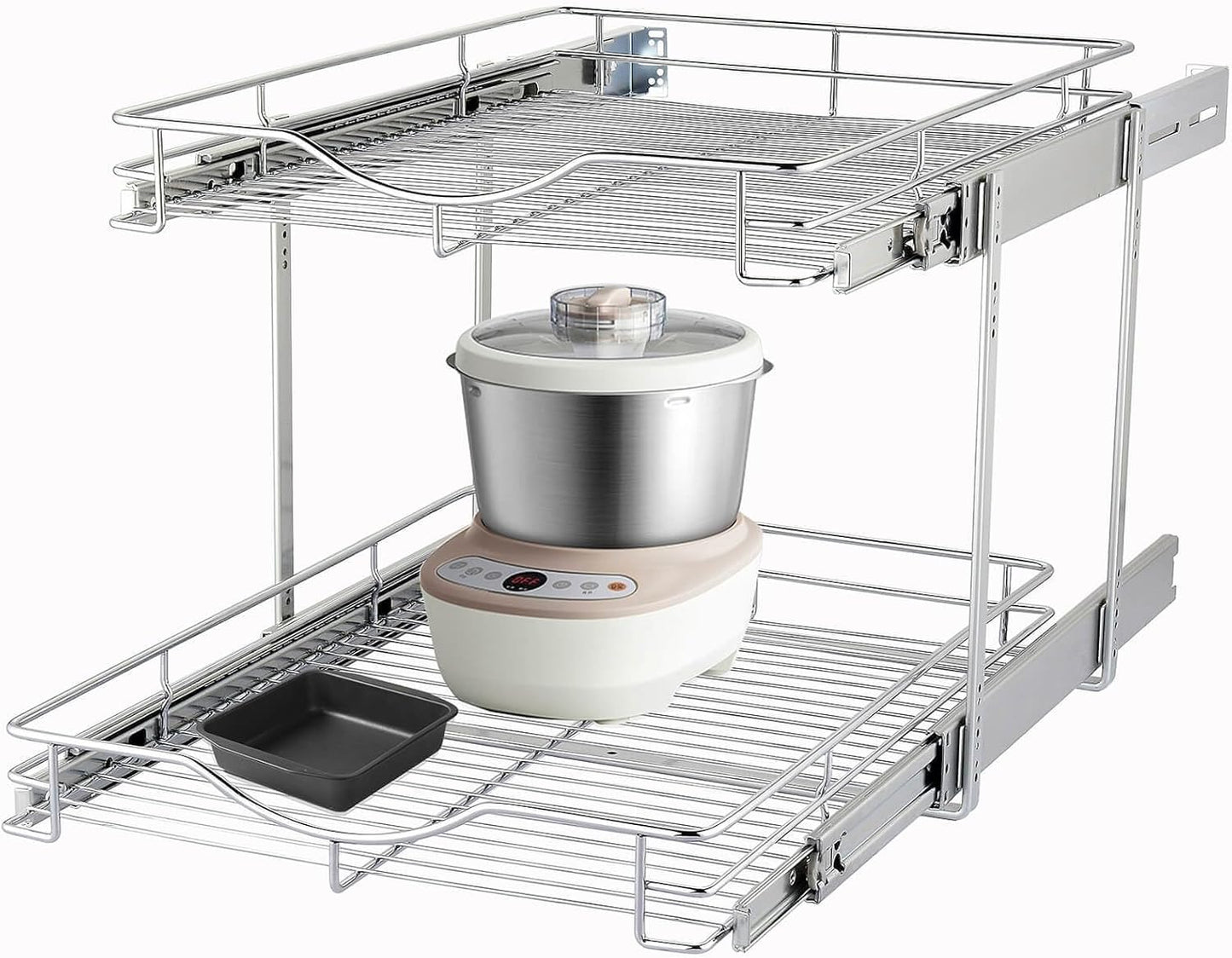 DINDON 2 Tier Pull Out Cabinet Organizer for Easy Access Storage