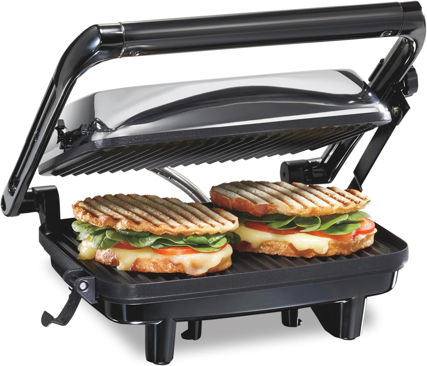 Hamilton Beach Panini Press & Grill: 180 Lid, Nonstick Grids