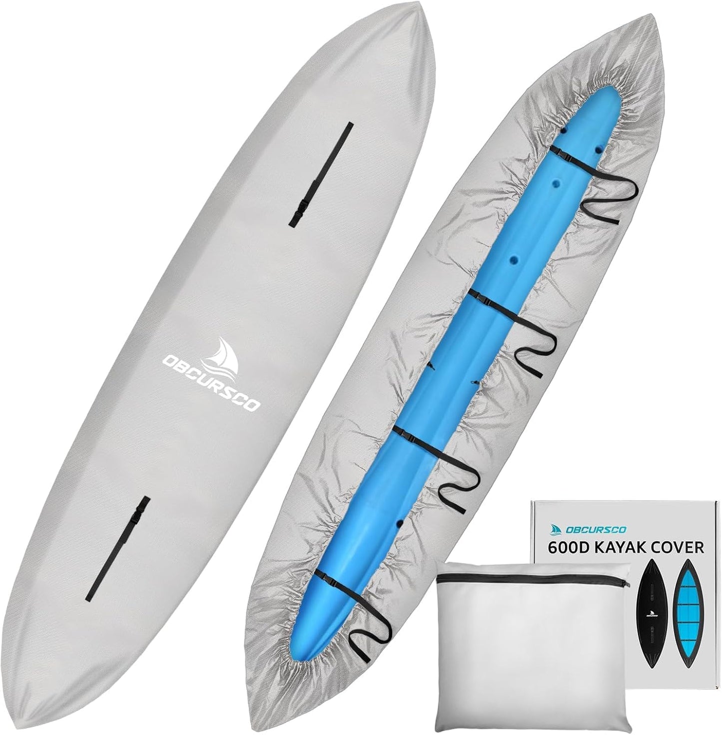 Obcursco 600D Kayak Cover Waterproof for Outdoor Storage
