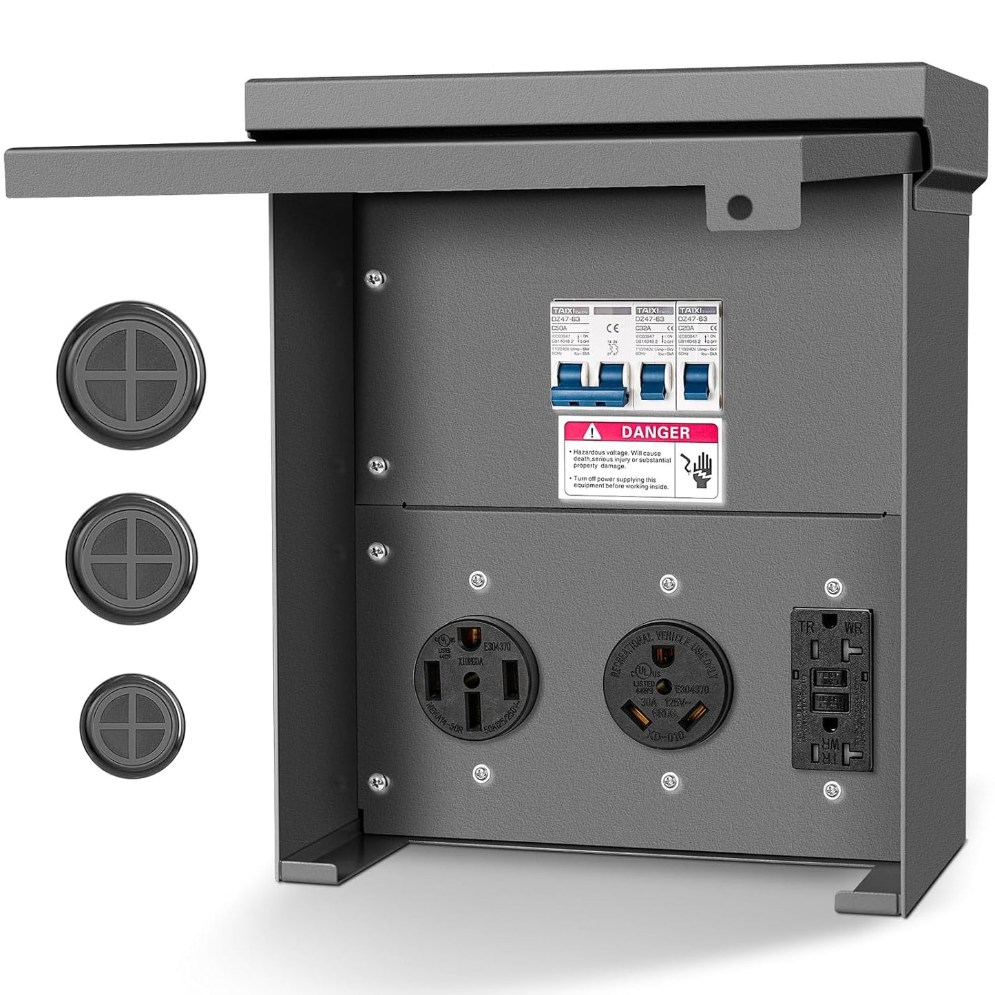 Temporary Power Outlet Panel for RVs - Weatherproof & Durable