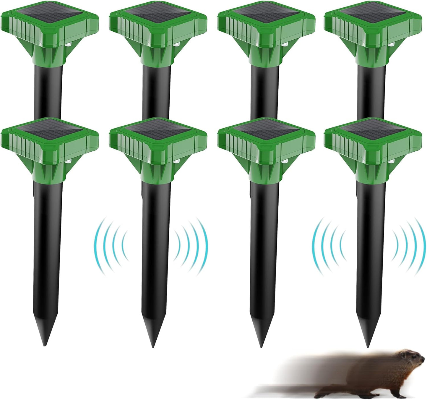 Solar Powered Mole Repellent for Lawns - 8 Pack Ultrasonic Device