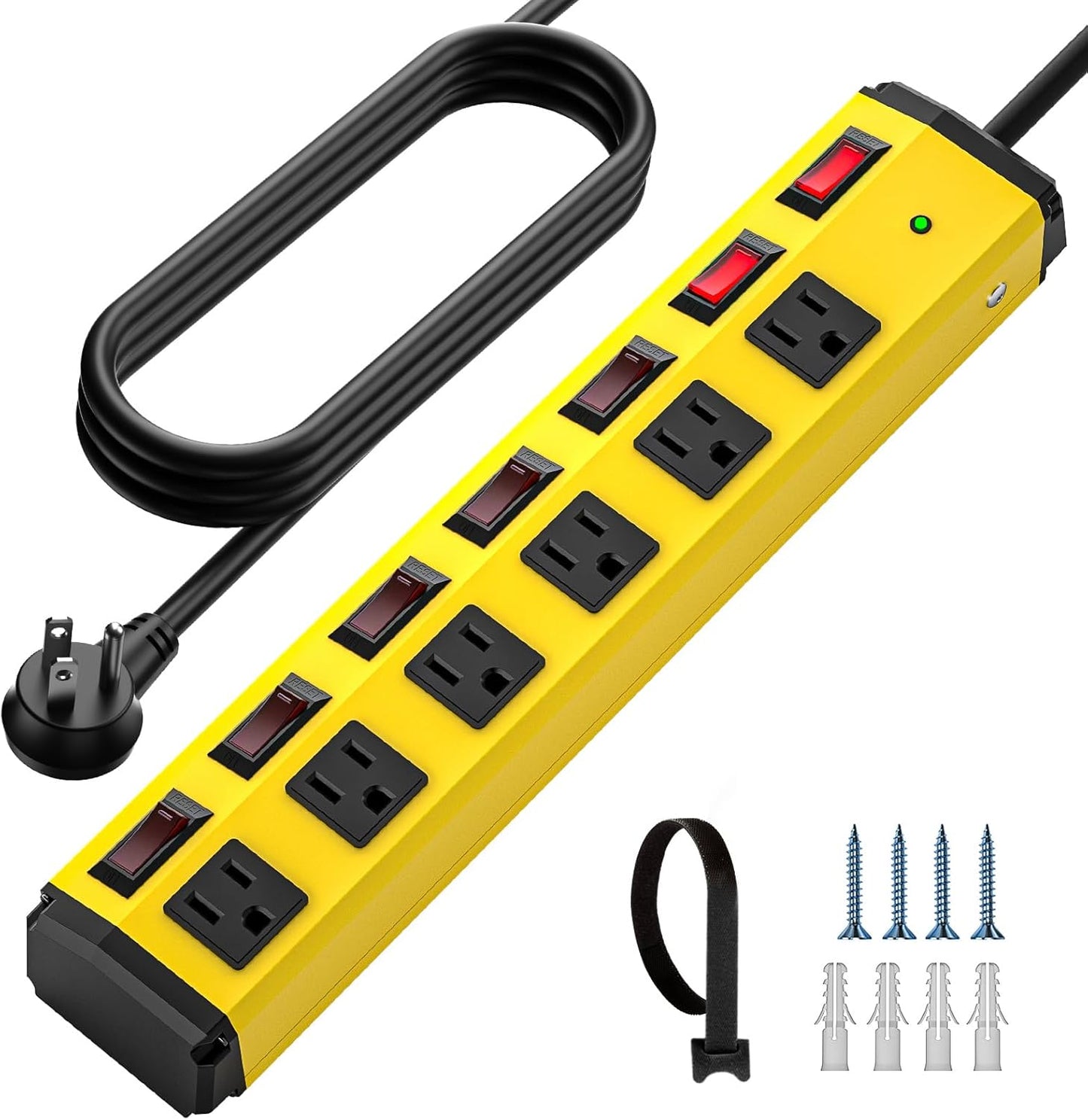 CRST 6-Outlet Metal Power Strip with Individual Switches - Ultimate Surge Protection