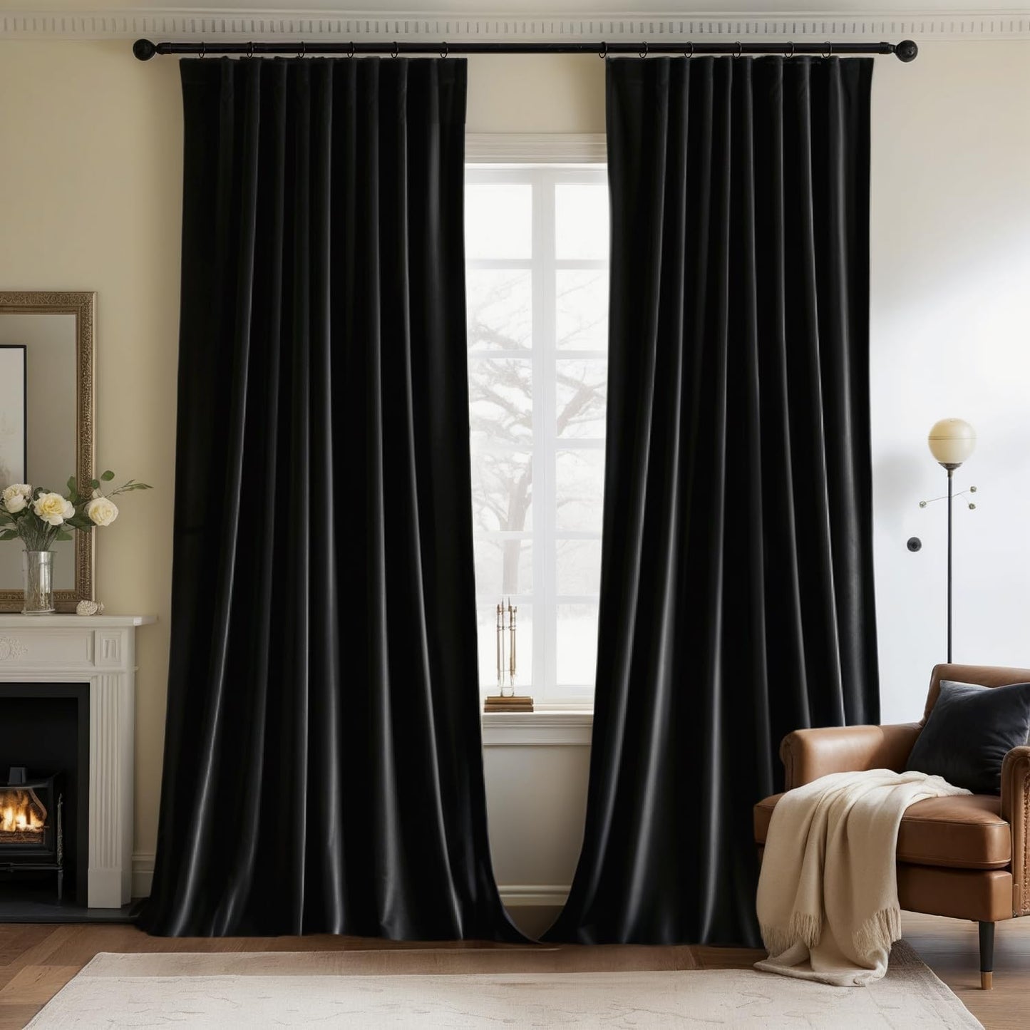 MIULEE Black Velvet Curtains for Luxury Room Darkening Drapes