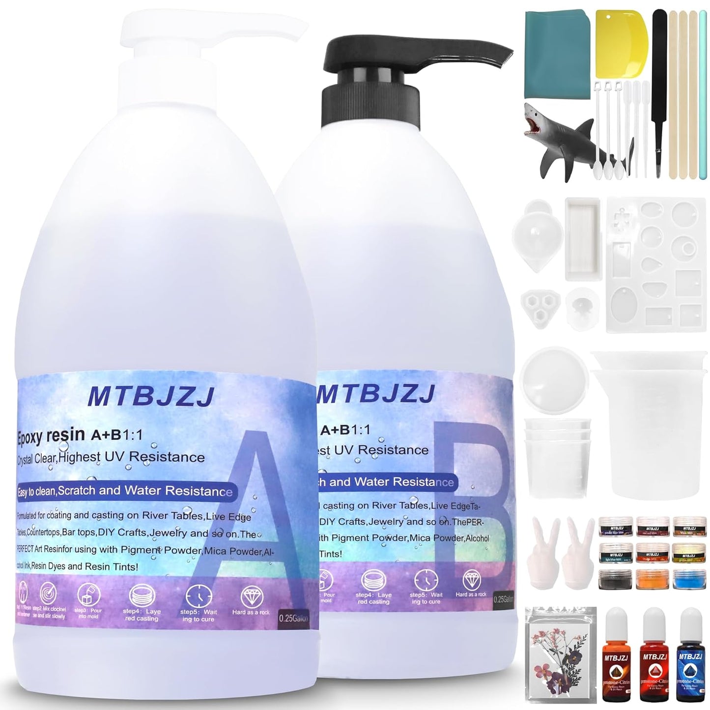 MTBJZJ 0.5 Gallon Fast Cure Epoxy Resin for Art and Jewelry