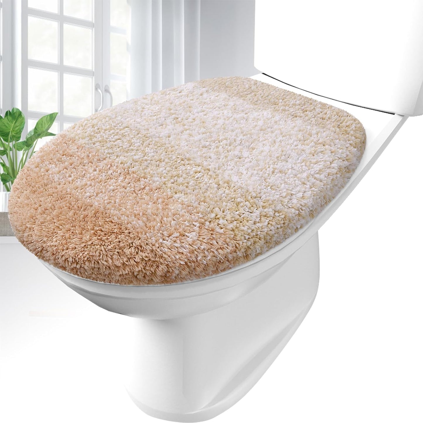 OLANLY Soft Microfiber Bathroom Toilet Lid Cover for Comfort