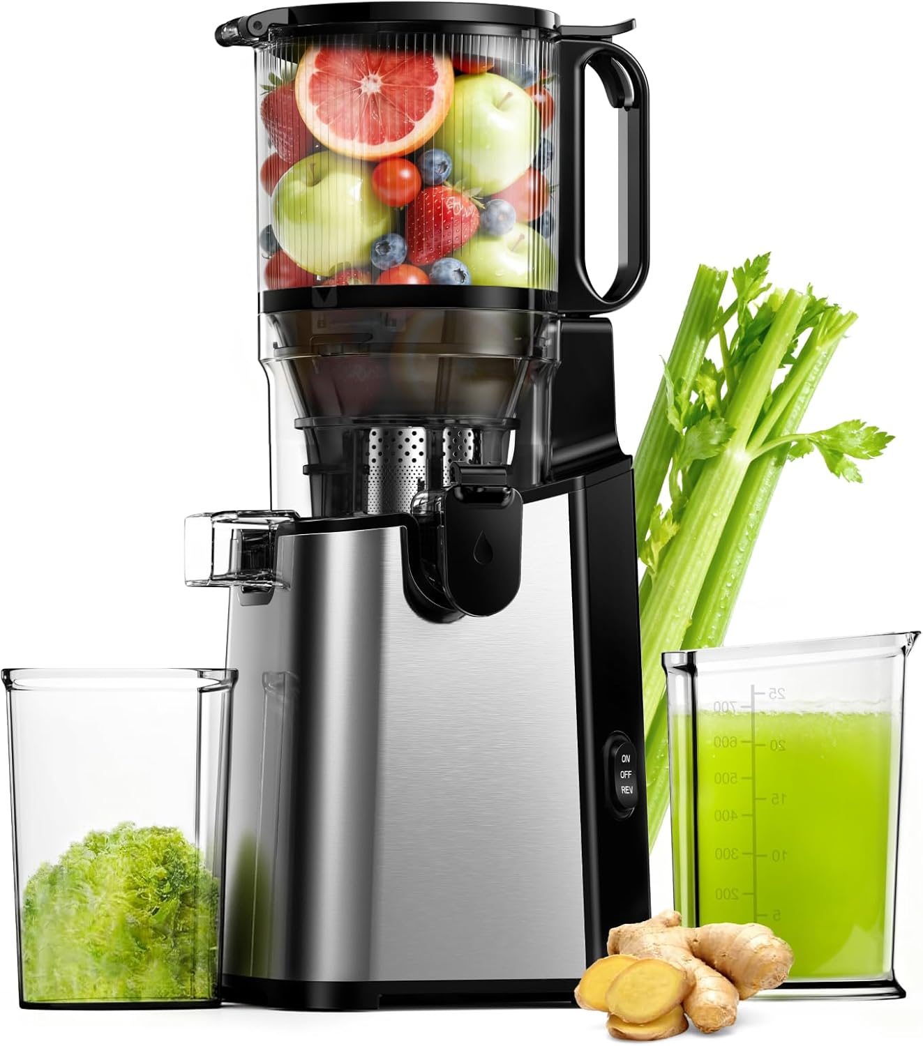 EUHOMY Cold Press Juicer with 5.8in Wide Feed Chute for Juicing