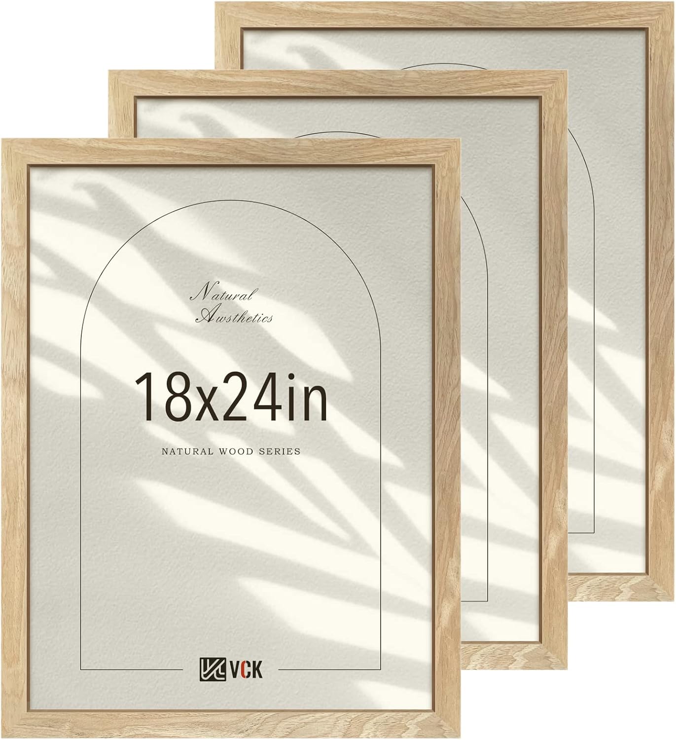 VCK 18x24 Poster Frame Set of 3, Natural Solid Wood Design