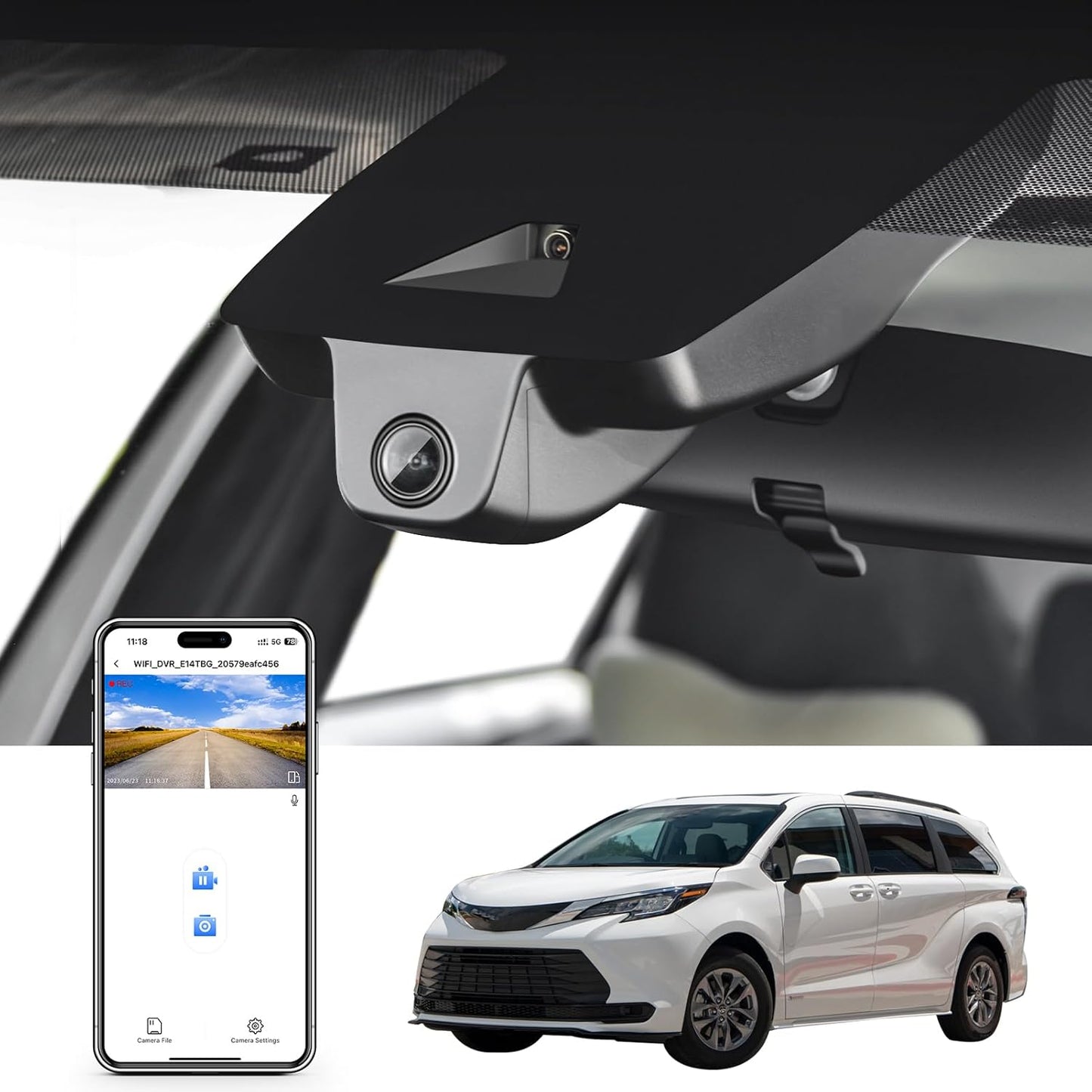 4K Dash Cam for Toyota Sienna Gen4 XL40 2021-2025 with WiFi
