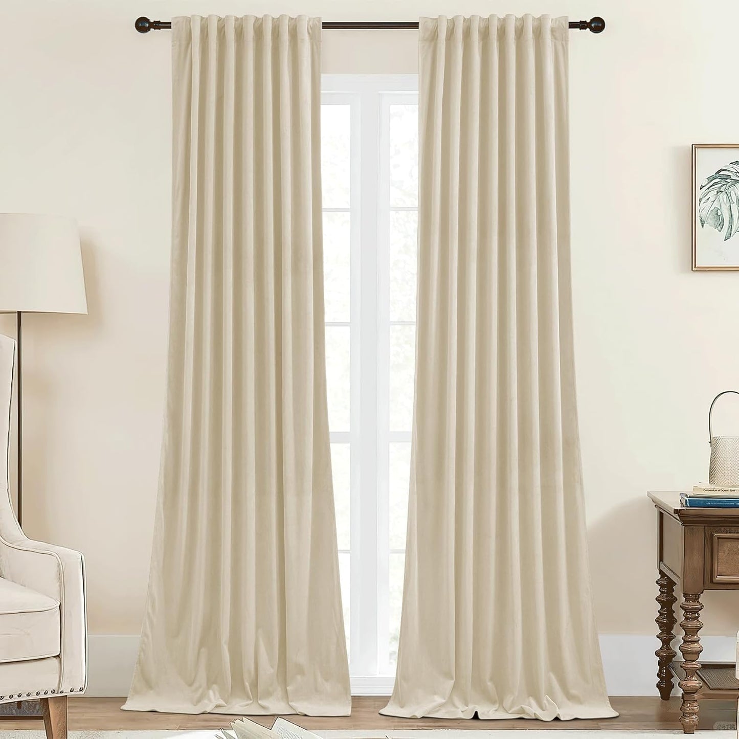 StangH Velvet Curtains 90 inches Long for Light Dimming Privacy