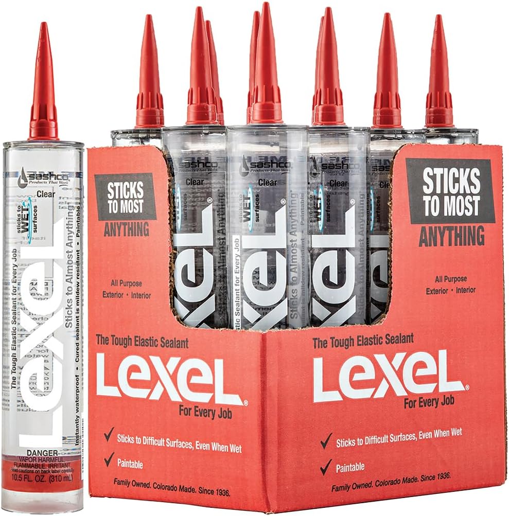 Sashco 13010 Clear Lexel Adhesive Caulk for All Surfaces