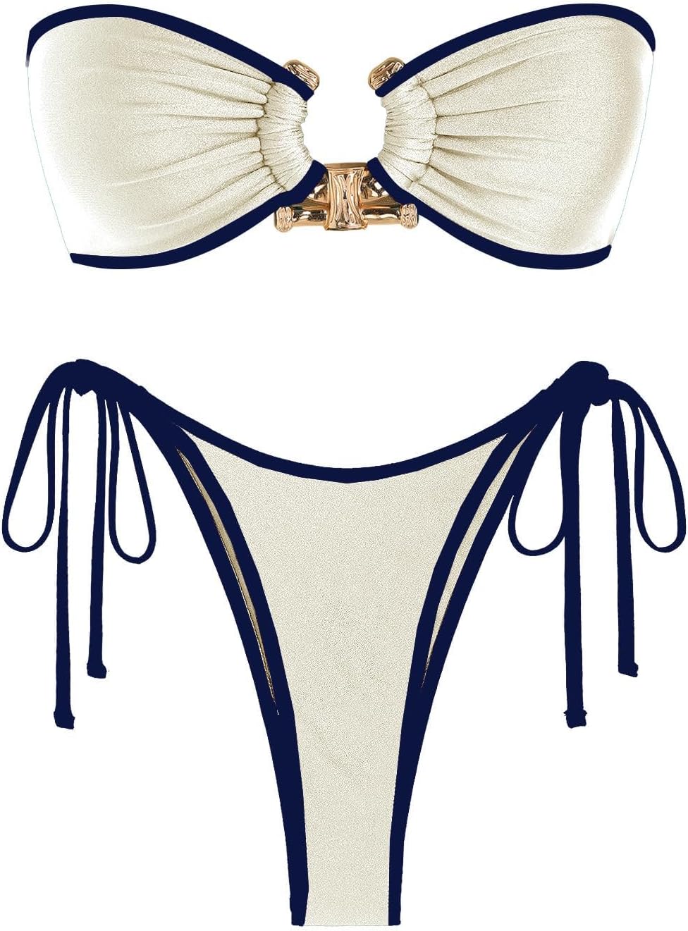 ZAFUL Metal Ring Bandeau Bikini Set for Stylish Beach Days