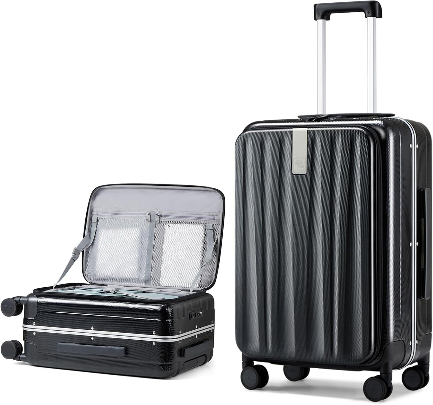 Hanke 26 Inch Large Checked Luggage with Creative Front Opening