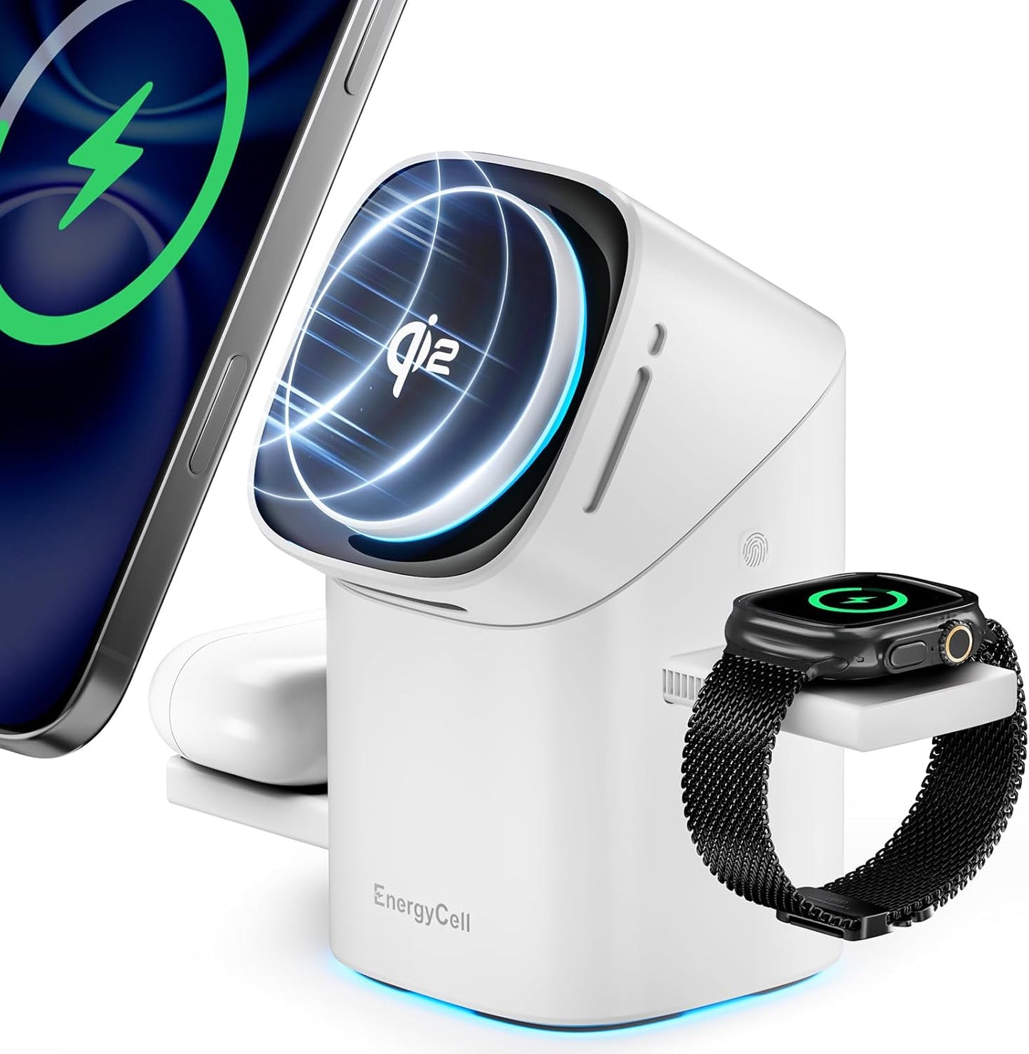 Rotating Wireless Charger 15W for iPhone, Apple Watch, AirPods