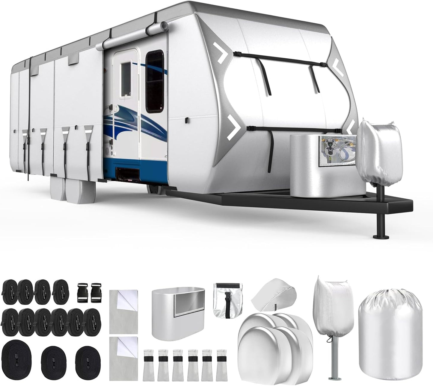 Mofeez Oxford Fabric Travel Trailer Cover for 24ft-27ft RVs