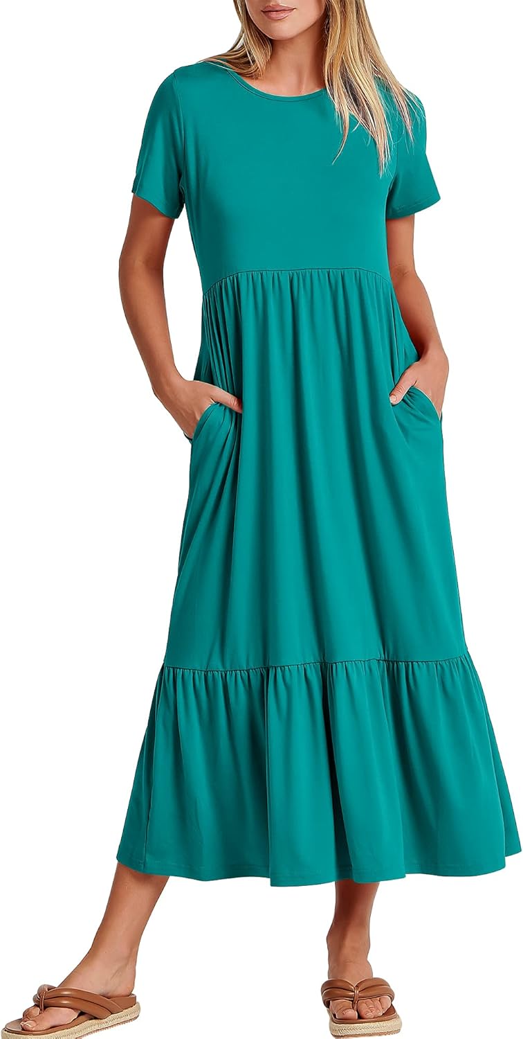 ANRABESS Womens Summer Casual Maxi Dress with Pockets