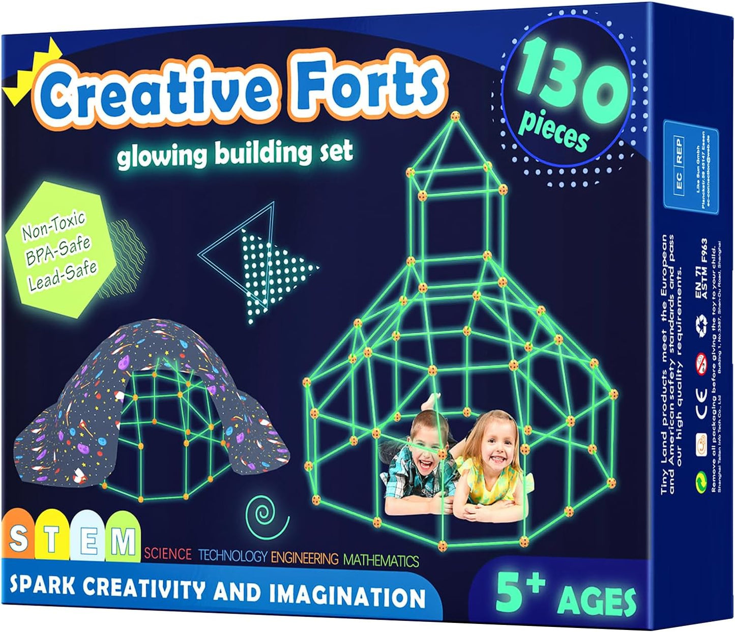 STEM Glow Fort Building Kit for Kids 5-10yo