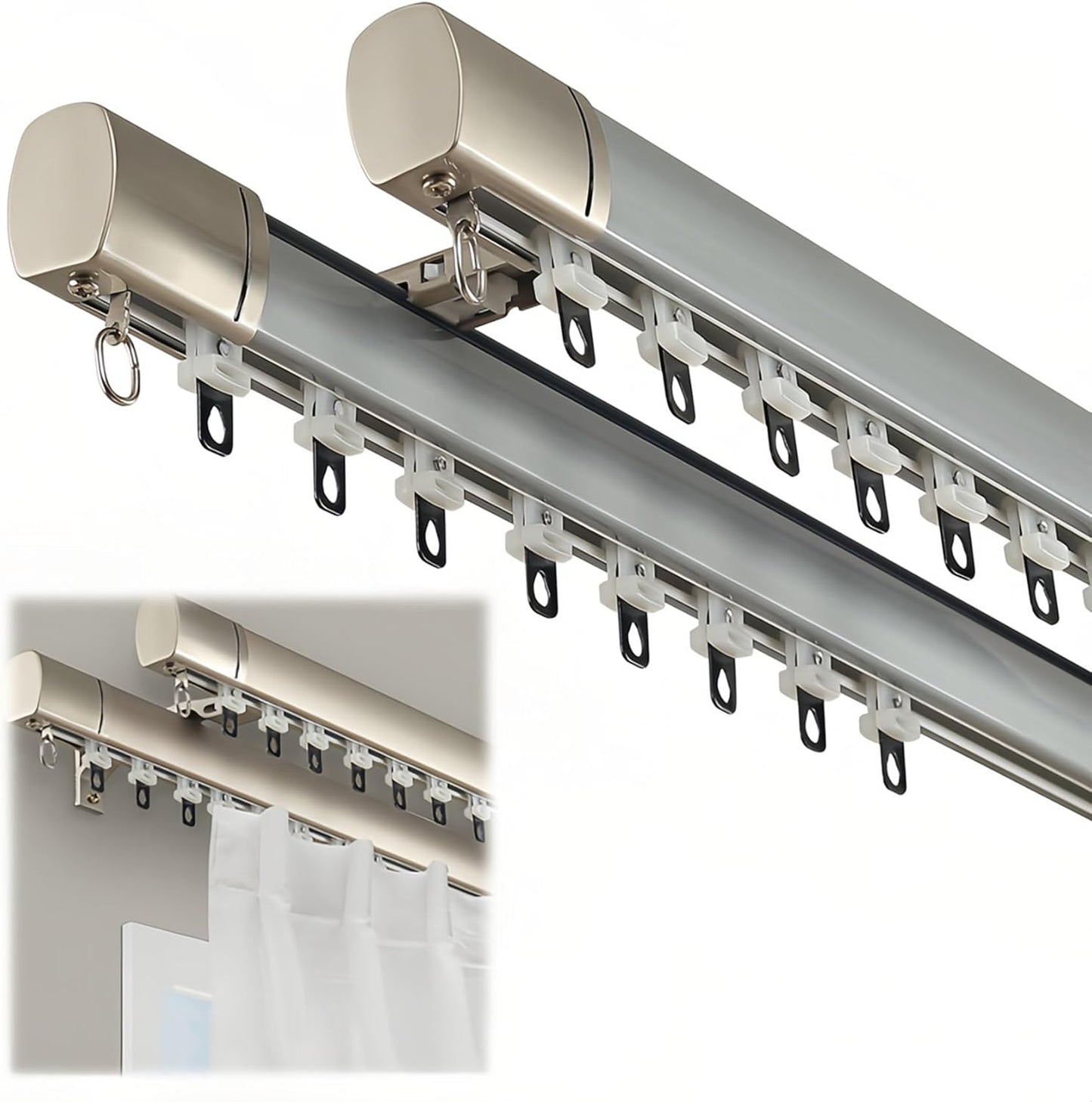 Blue Sliding Curtain Rail - Expandable 2.3-19.7ft