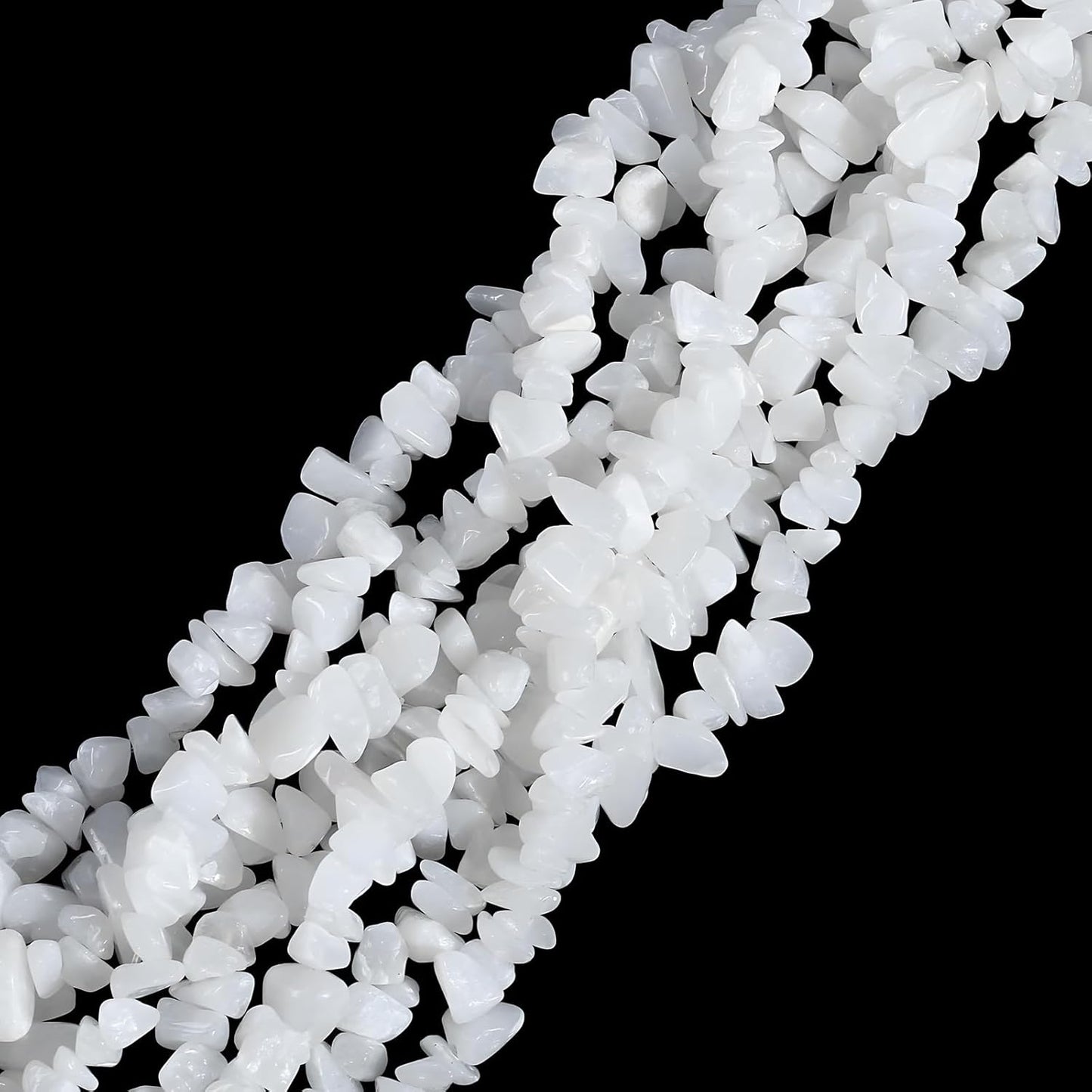 30 White Jade Chips Strand for Energy Healing