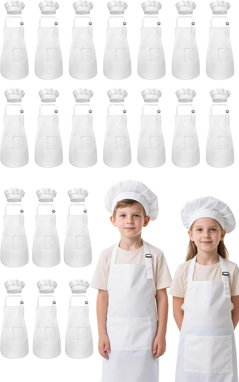 Kids Apron and Chef Hat Set for Cooking and Crafting Fun