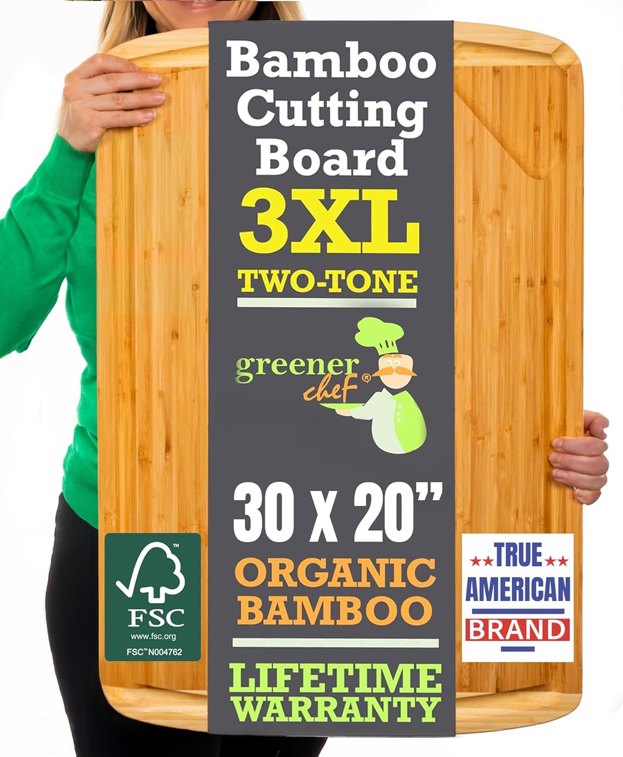 30 x 20 Organic Extra Large Cutting Board for Kitchen Use