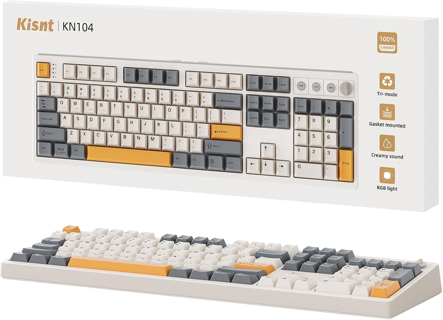Wireless Mechanical Keyboard with 104 Keys for Gaming and Typing