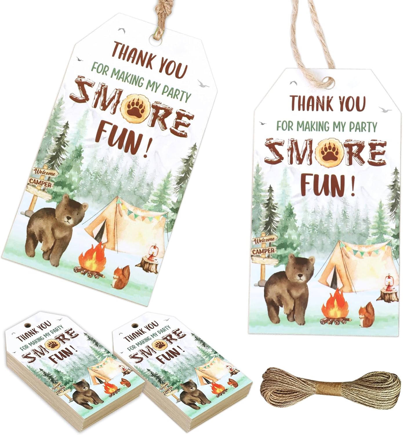 50pc Camp Theme Thank You Tags by Serencatcher