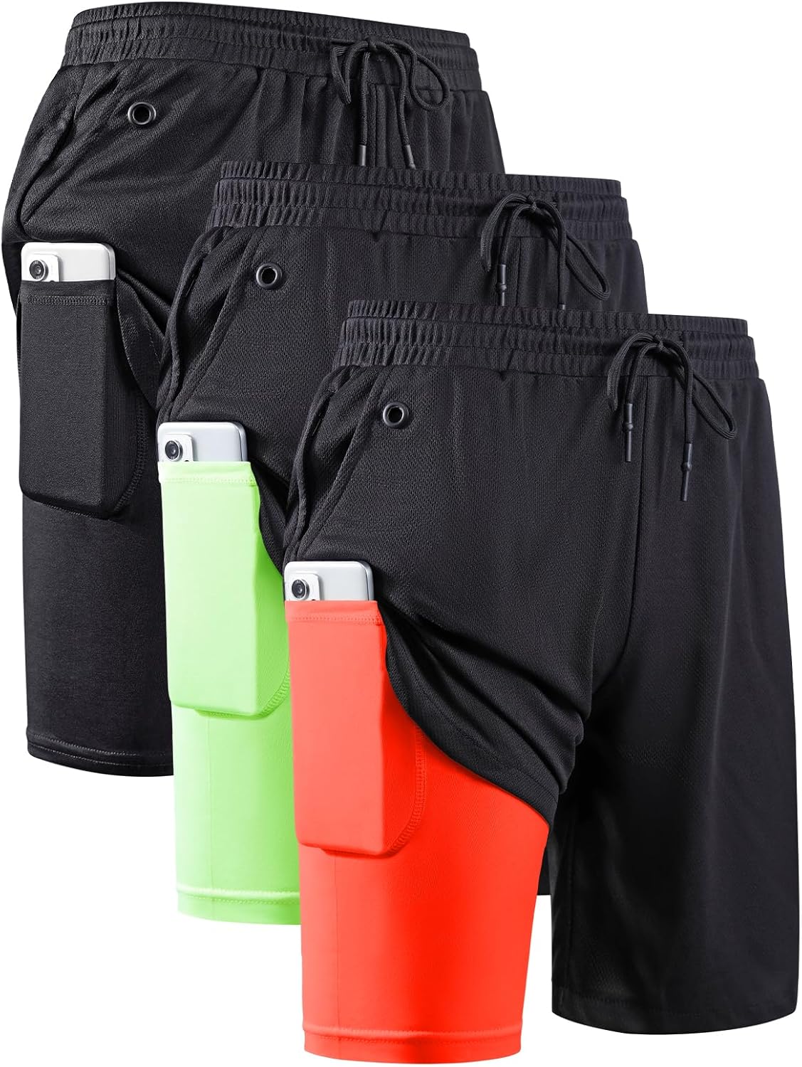 JWJ Mens 2 in 1 Running Shorts Quick Dry Athletic Workout Gear