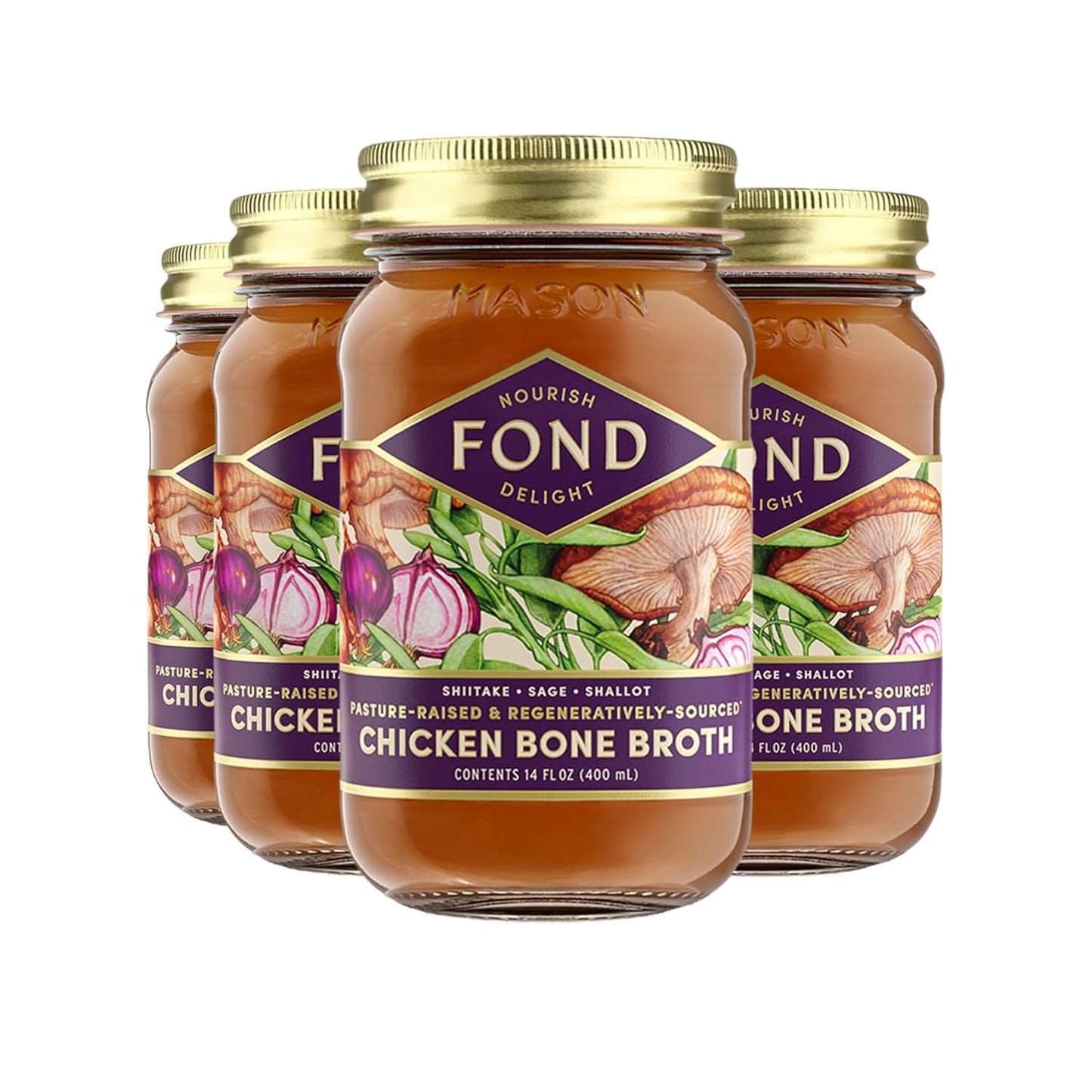 FOND Regenerative Pasture-Raised Chicken Bone Broth 14 oz Pack