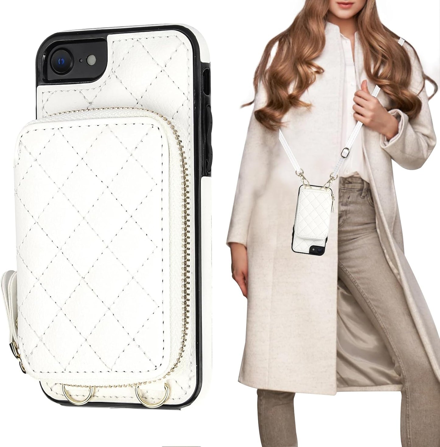 Bocasal Crossbody Wallet Case for iPhone SE 2022/8/7 - Stylish