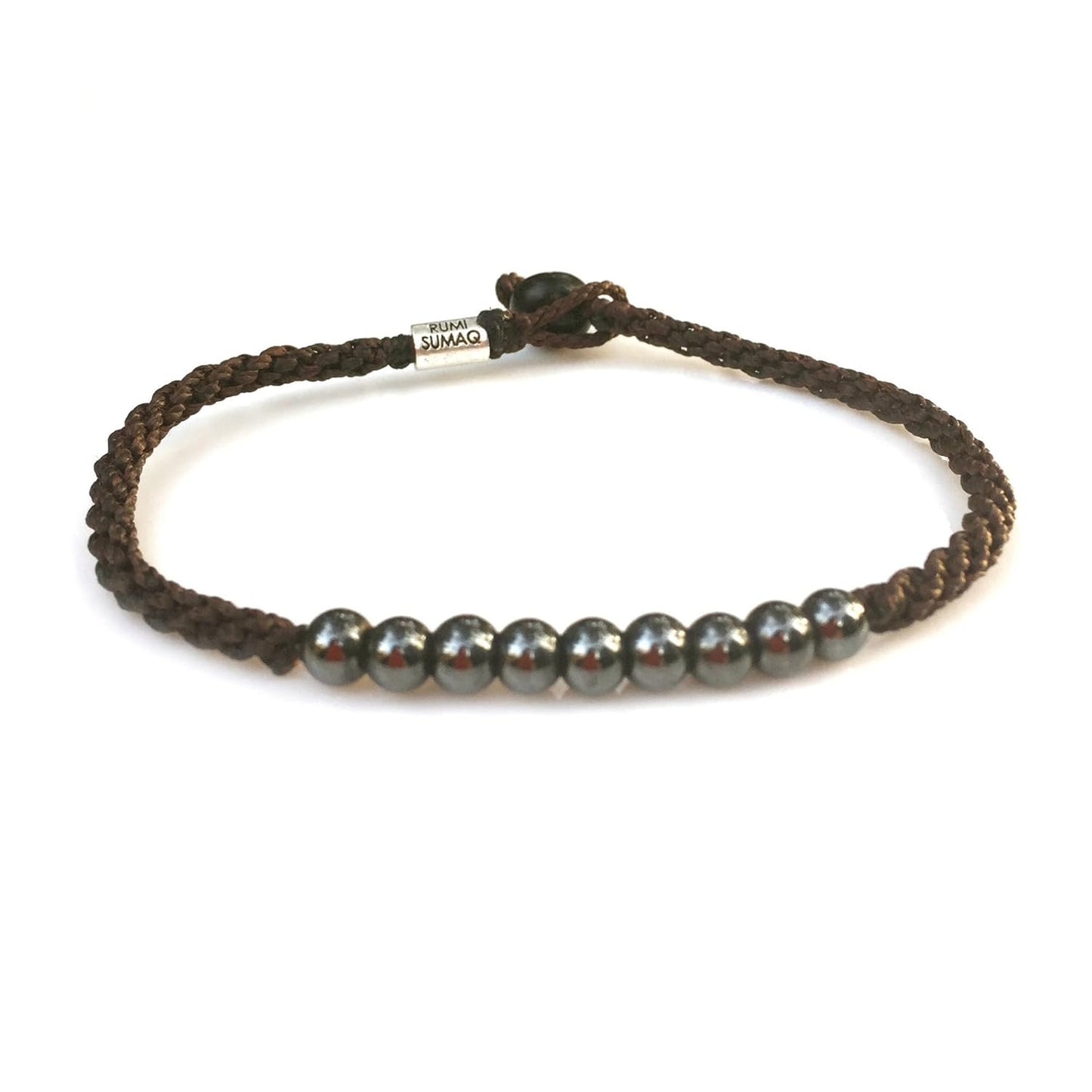 Brown Anklet with Beaded Hematite Stones for Men and Women