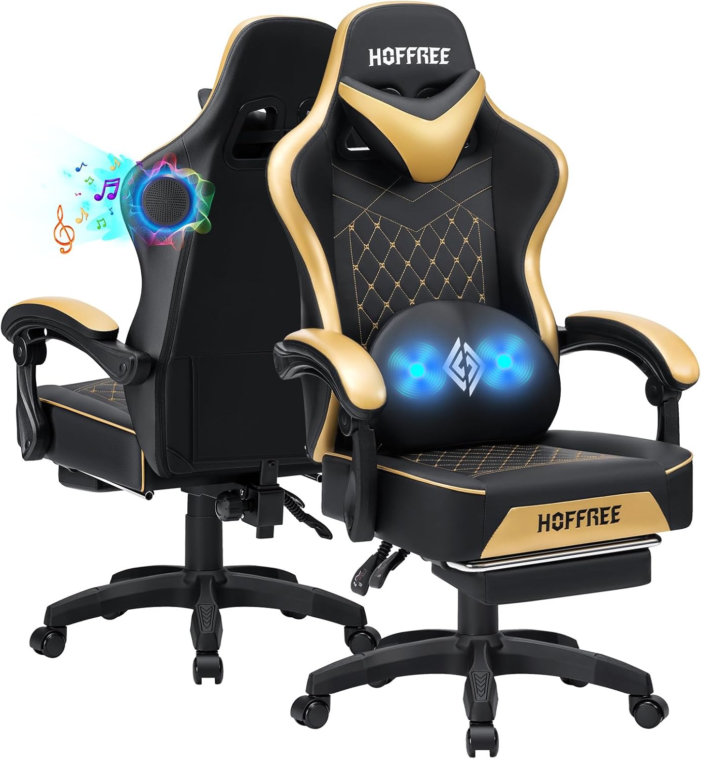 Gaming Chair with Speakers & Massage - HOFFREE