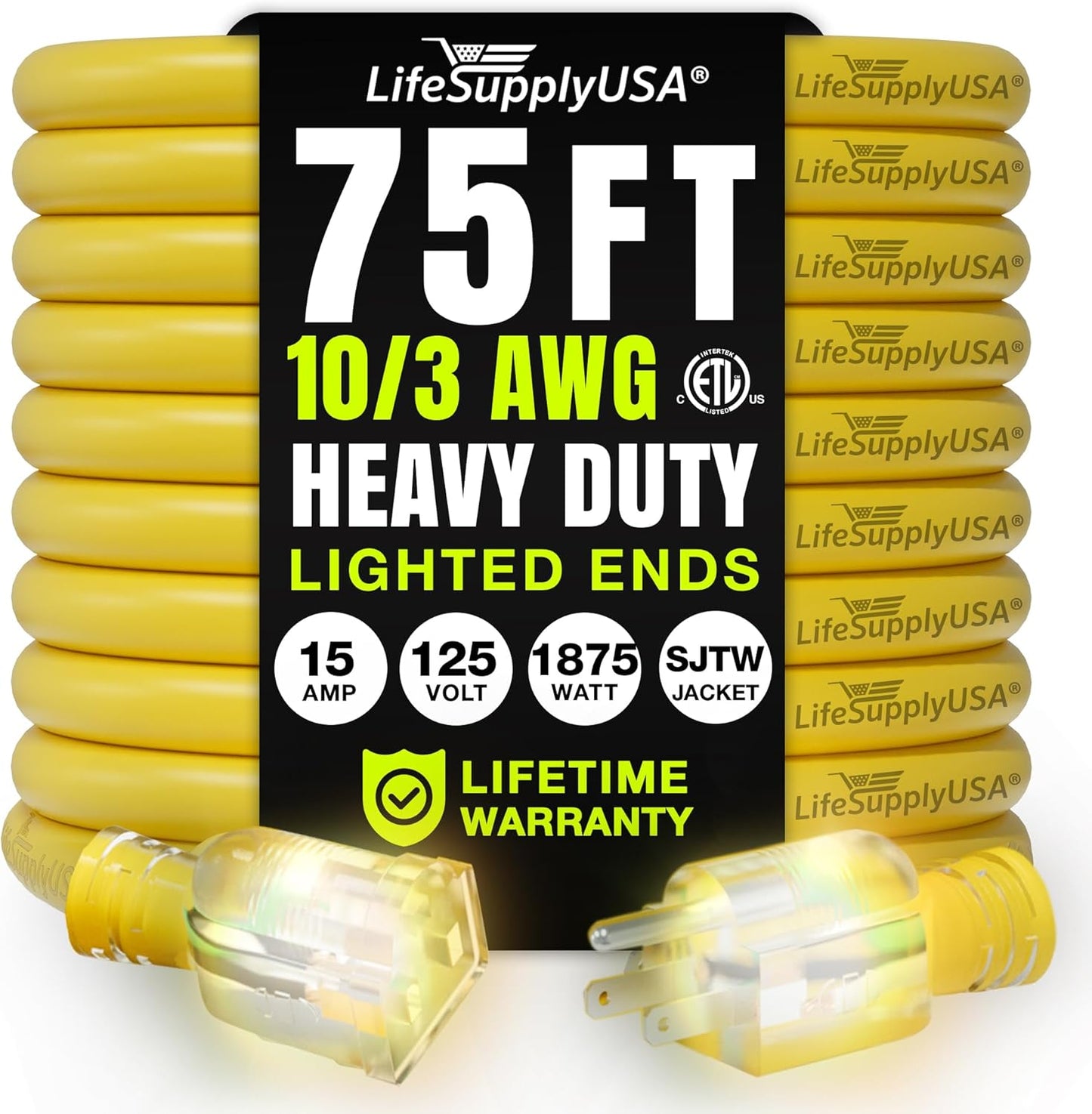 75ft Heavy Duty Extension Cord for Indoor and Outdoor Use