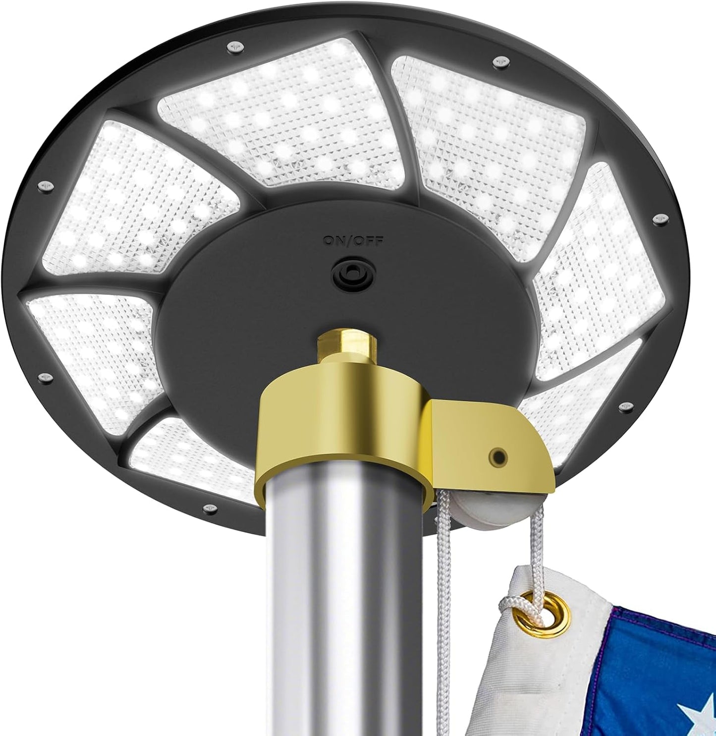 HOOPLE Solar Powered Flag Pole Light for 15 to 25 Ft Poles