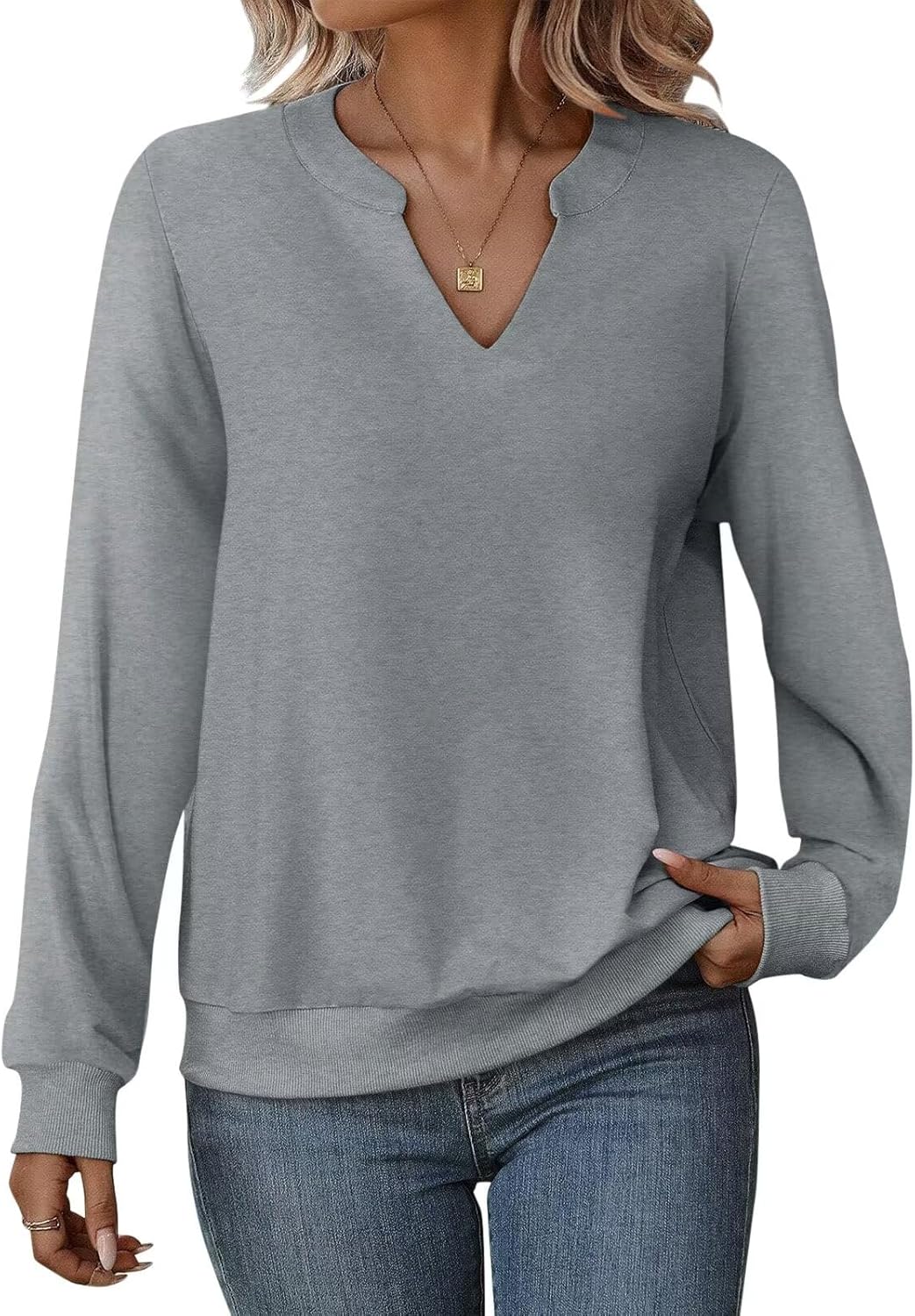 EADINVE Lightweight V-Neck Sweatshirt